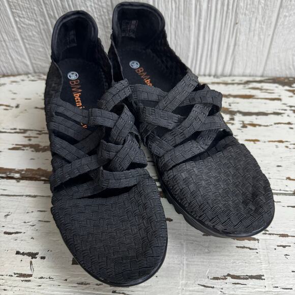 Bernie Mev. Black Strappy Wedge Platform Shoes Size 39 or U.S. Size 8 Woven - Picture 7 of 9